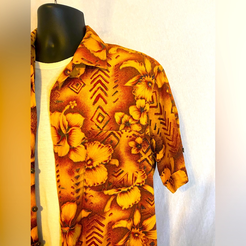 Vintage Sears Premier Collection Men’s Black Label 100% Cotton Hawaiian Shirt M